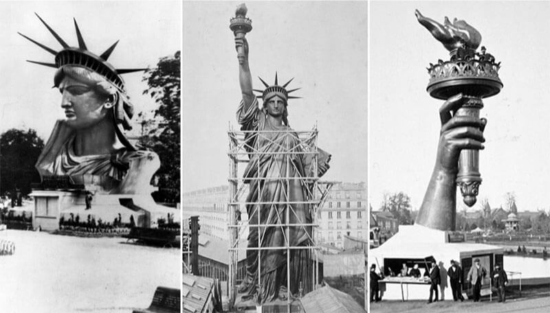 Tượng Nữ thần Tự do đã được hoàn thành một phần và sau đó được ghép lại với nhau
